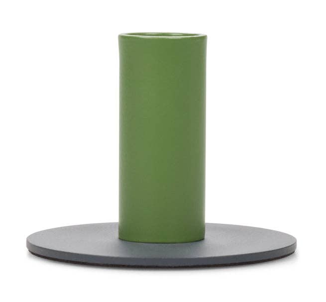 Tall Two-Tone Indigo & Olive Metal Candleholder