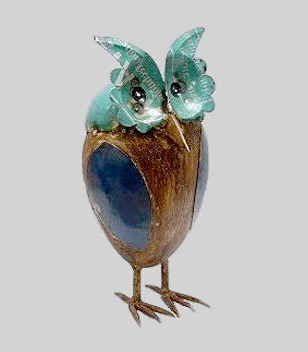 Owl Blue Large Recycled Metal Animals