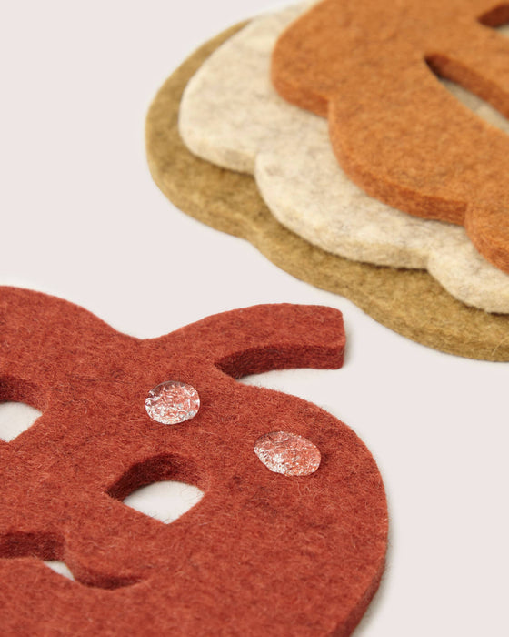 Merino Wool Pumpkin Coaster Multi 4 Pack