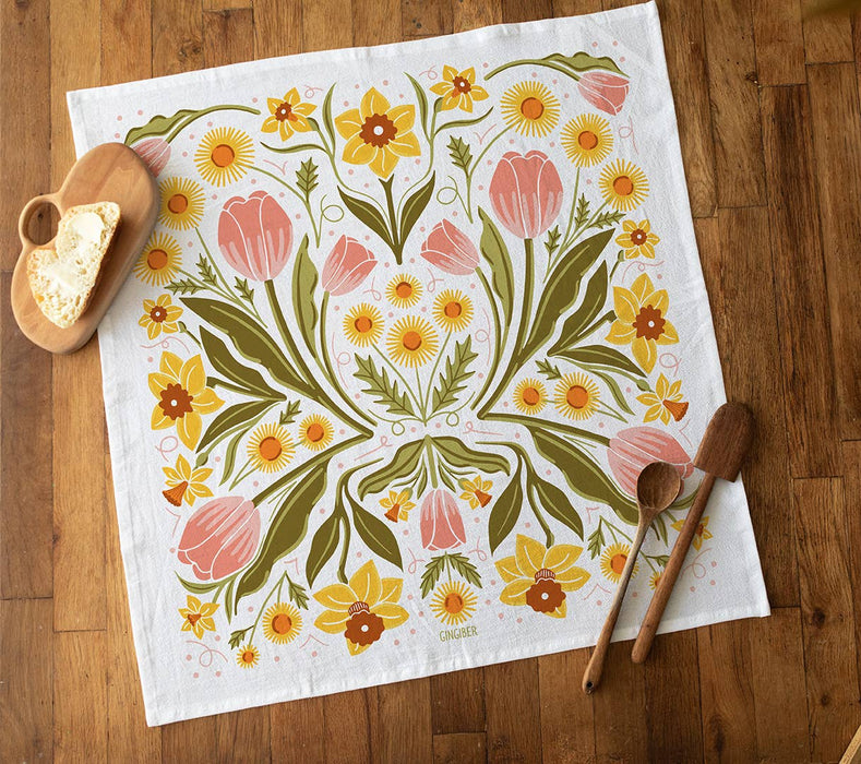 Daffodil Dreams Tea Towel - Spring Floral Kitchen Towel