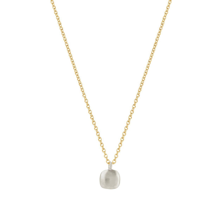 Puffy Square Necklace in Silver, Vermeil, or Mixed: Mixed