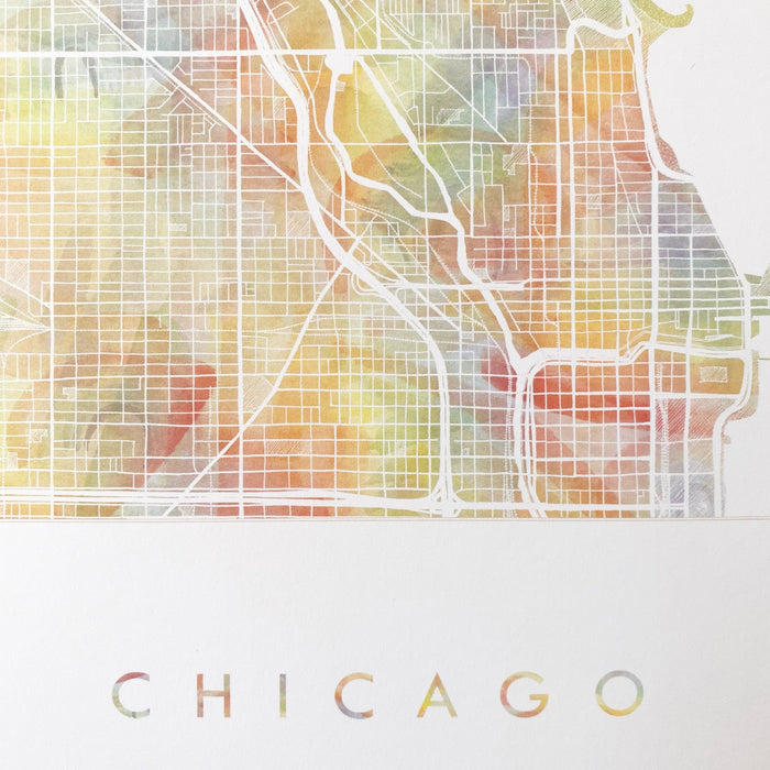 Chicago Illinois Pride Rainbow Watercolor Map ART PRINT: 11 x 14