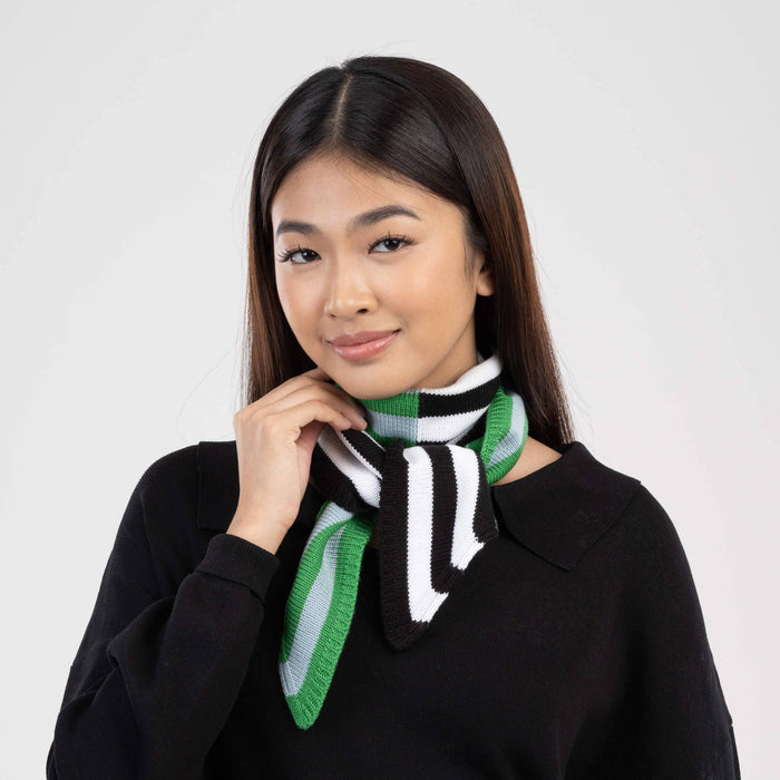 Colorblock Stripe Mini Ribbon Scarf: Lilac Denim