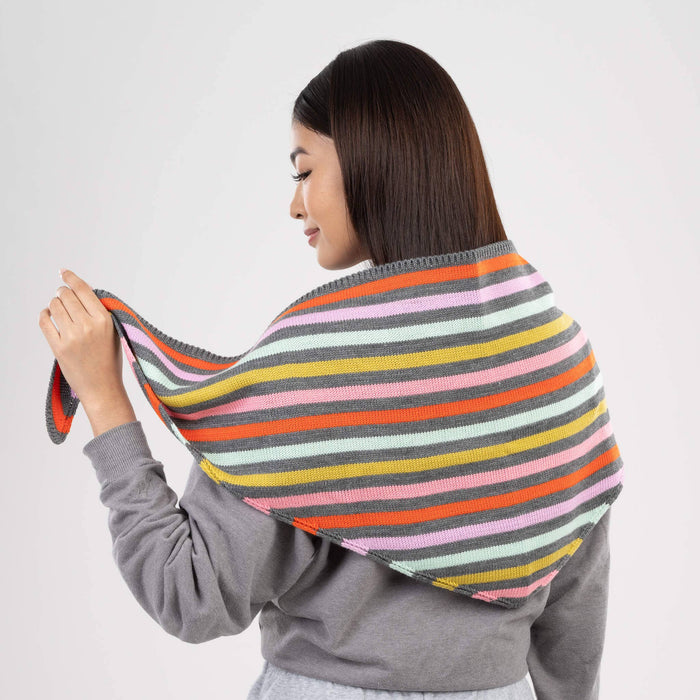 Color Stripe Triangle Scarf: Grey