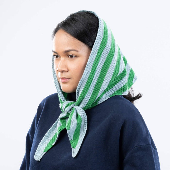 Simple Stripe Triangle Scarf: Lilac Denim