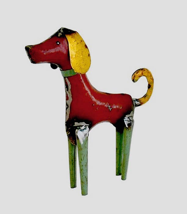Dog Tall Red Recycled Metal Animals