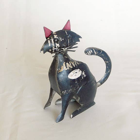 Black Cat Recycled Metal Animals