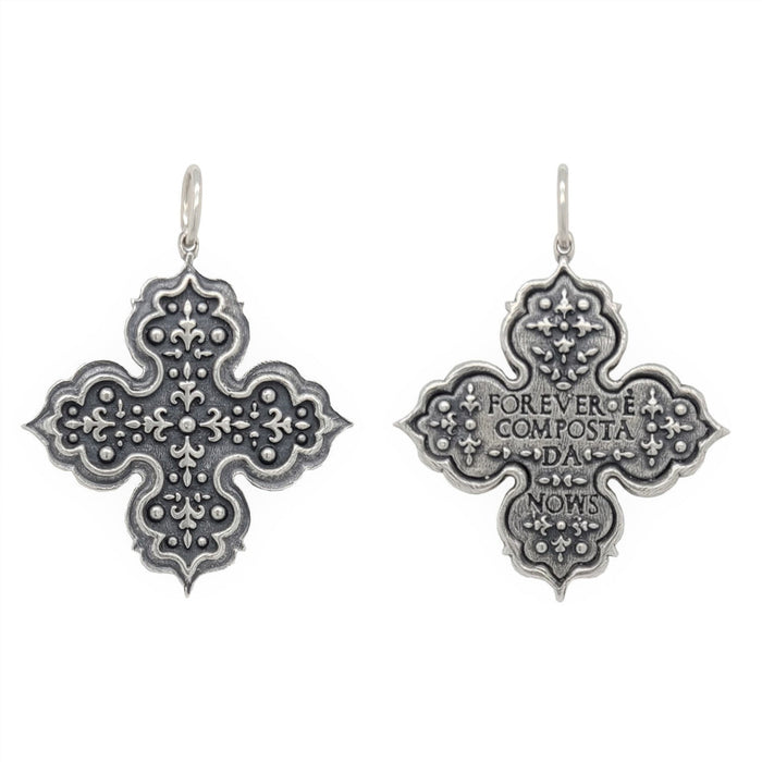 Sterling Silver Ornate Four Point Italian Cross Charm