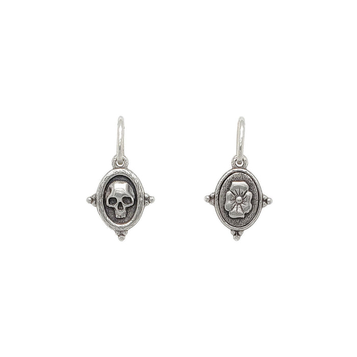 Sterling Silver Baby Skull + Flower Charm