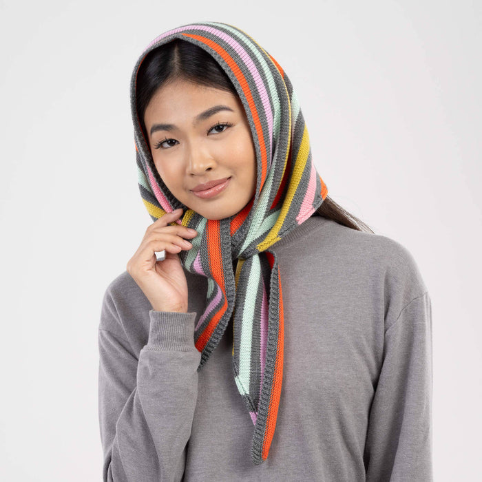Color Stripe Triangle Scarf: Sand