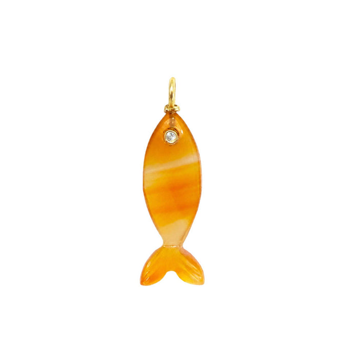 Mini Fish Gemstone Pendant With Topaz: Malachite