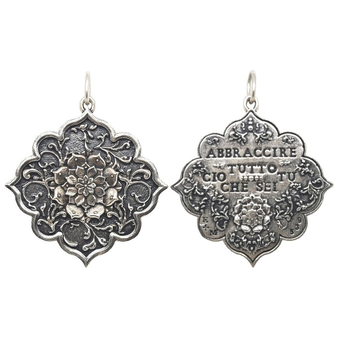 Mixed Metal Large Lotus Charm