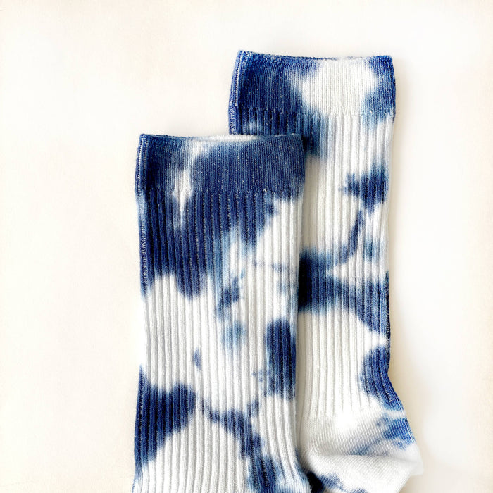Indigo Tie-dye Dressy Socks: Medium (W 6-10 / M 6-8)