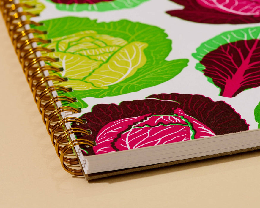 Letterpress A5 Lined Spiral Notebook—Cabbage Vegetable