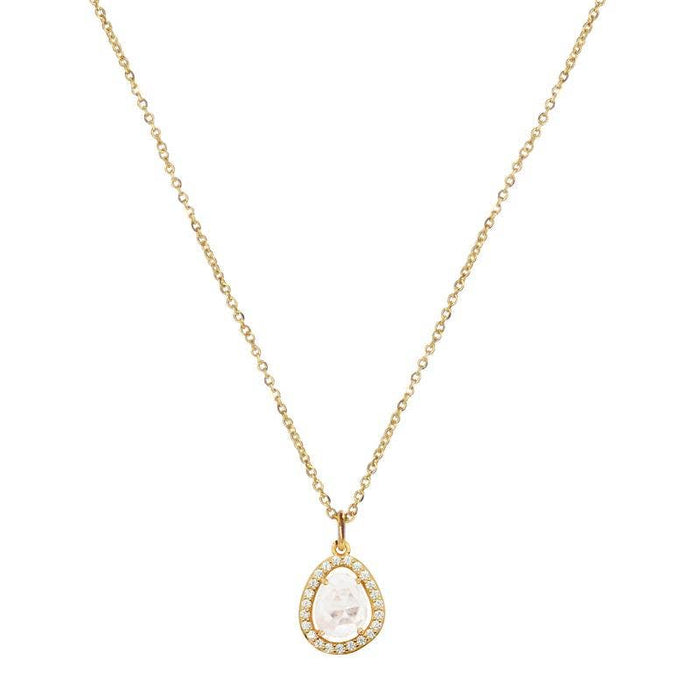 Deanna Necklace with Floating Quartz Gemstone: Gold
