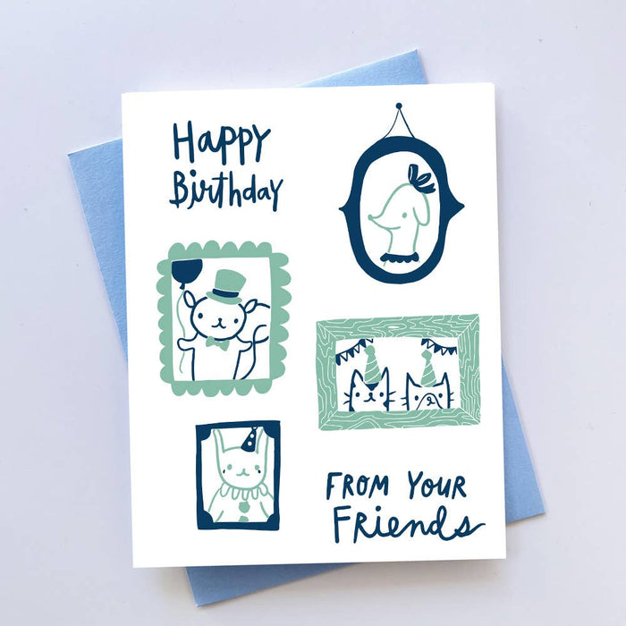 Portrait Party Letterpress Birthday Card