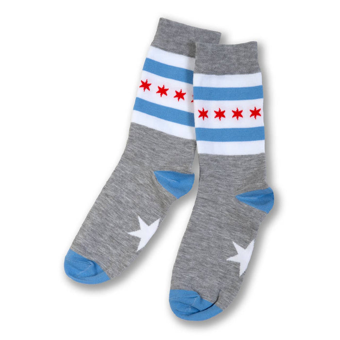 Chicago Flag Dress Socks - Heather Grey: S