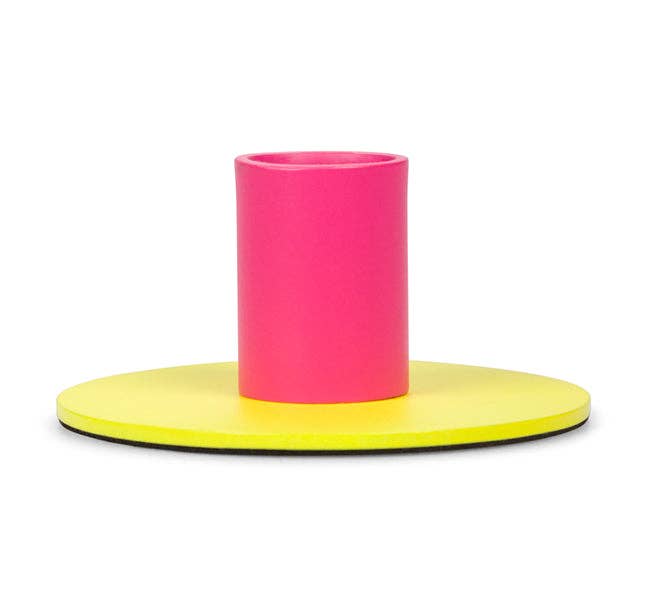 Small Two-Tone Two-Tone Sulphur & Neyron Pink Metal Candleholder