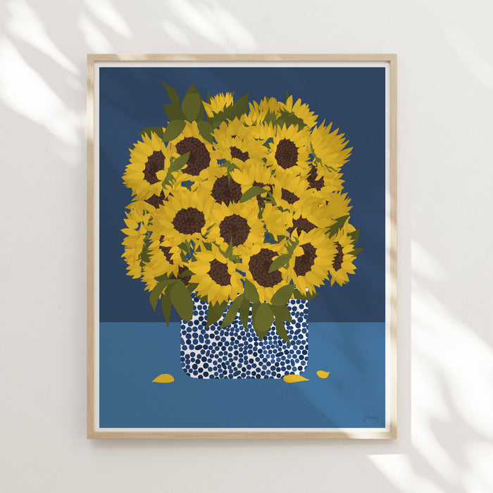Sunflowers Still Art Print. Signed. Unframed. 231008: 11 x 14 unframed