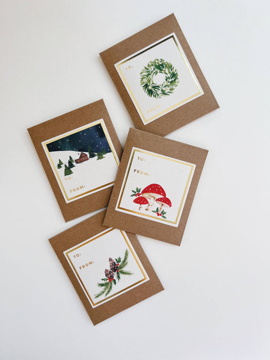 Wreath Holiday Gift Sticker - Set of 10 | Gift Tags