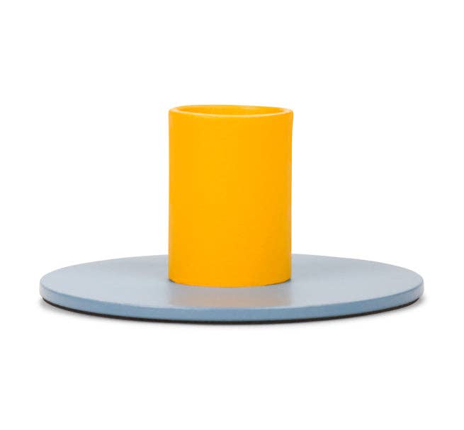 Small Two-Tone Pompadour & Saffron Metal Candleholder