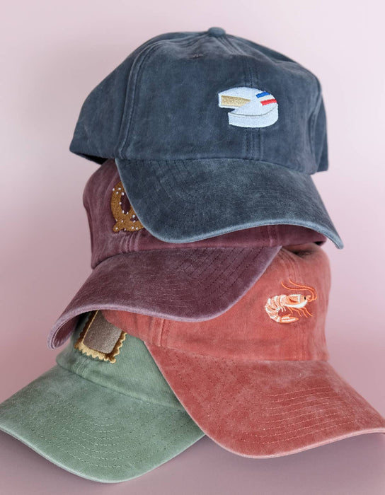 Embroidered Hat | Brie Cheese, Washed Navy Color