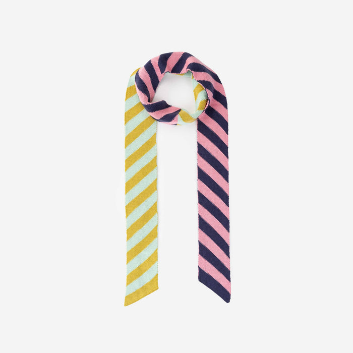Zipper Stripe Ribbon Scarf: Poppy Stone Blue