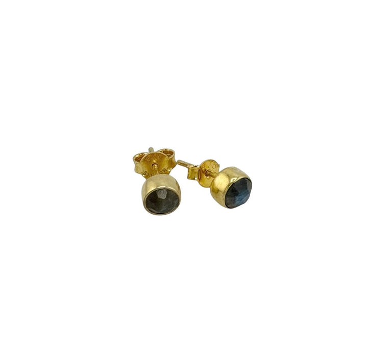 Labradorite Posts Earrings in Silver or Vermeil : Vermeil