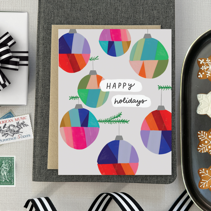 Colorful Ornaments Light Holiday Card
