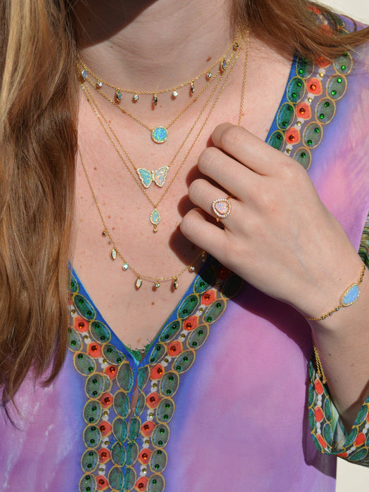 Opal Teardrop Necklace: White Opal