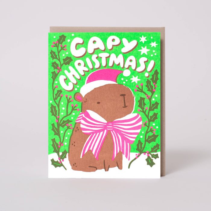 Cute Capybara Christmas Greeting Card by Hello!Lucky: Paper Tab