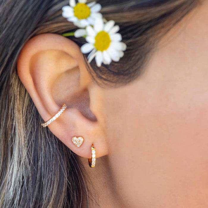 Heart Crystal Stud Earrings 18K Gold Vermeil | Sterling Silver CZ Crystals Nickel Free Hypoallergenic Ships from CA: Sterling Silver