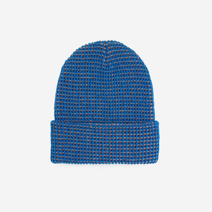 Simple Grid Knit Beanie: Indigo