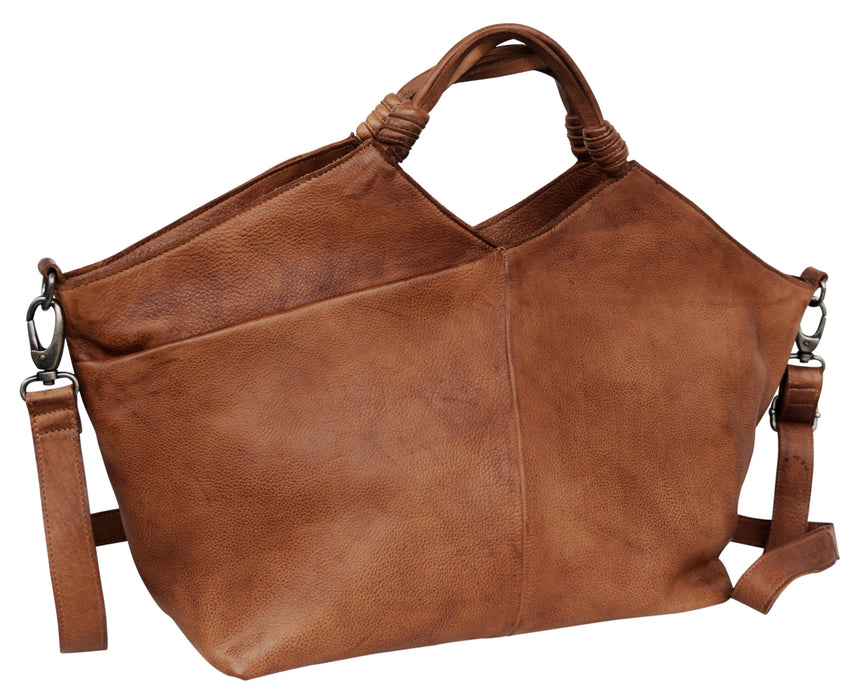 Nelly Handcrafted Leather Tote/Crossbody Bags: Cognac