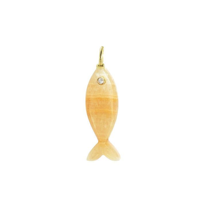 Mini Fish Gemstone Pendant With Topaz: Azurite