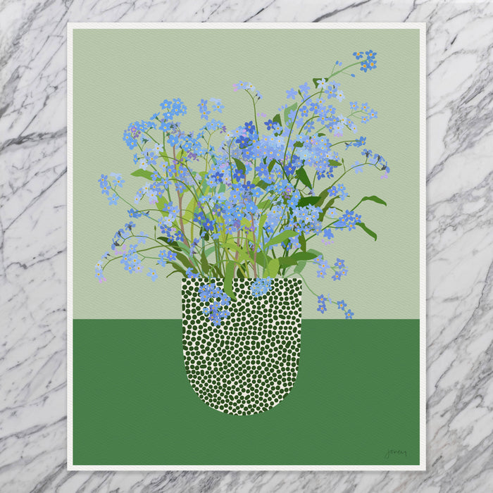 Forget Me Not Art Print. Signed. Unframed. 240428: 11 x 14 Unframed