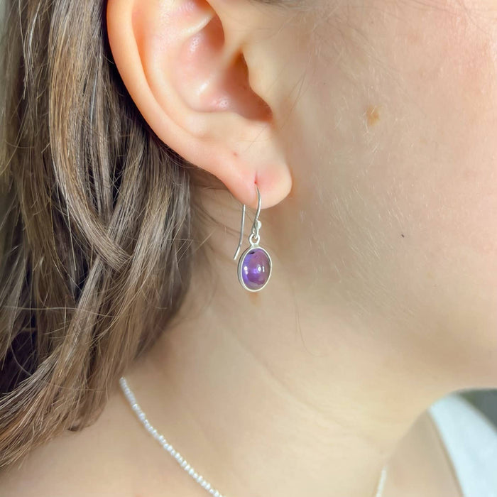 small oval amethyst earrings