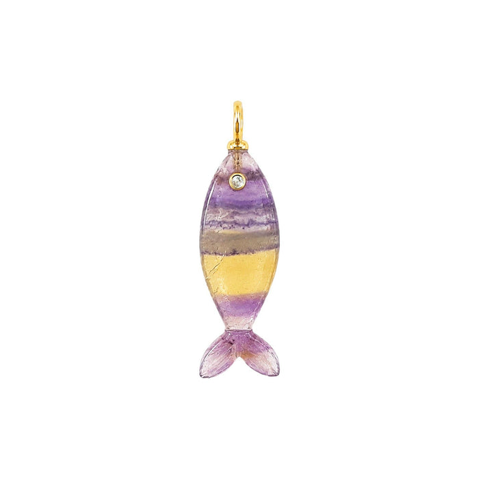 Mini Fish Gemstone Pendant With Topaz: Malachite