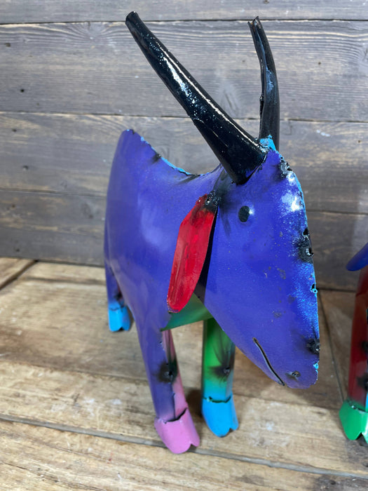 Mardi Gras Colorful Goat-Metal-Garden-Small-6Wx15Dx14H-NEW