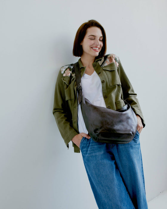 Boone Handcrafted Leather Crossbody/Hobo  Bags: Black