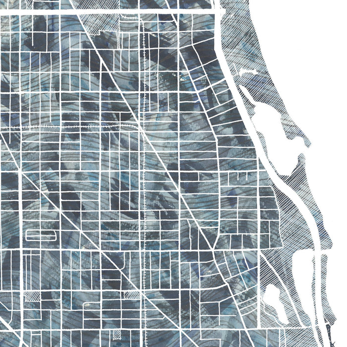 Chicago Illinois Painted Map ART PRINT: River / 11 x 14