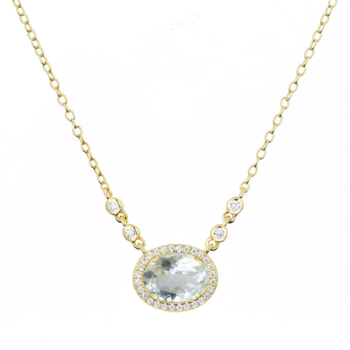 Aura Aquamarine Gemstone Necklace: Gold