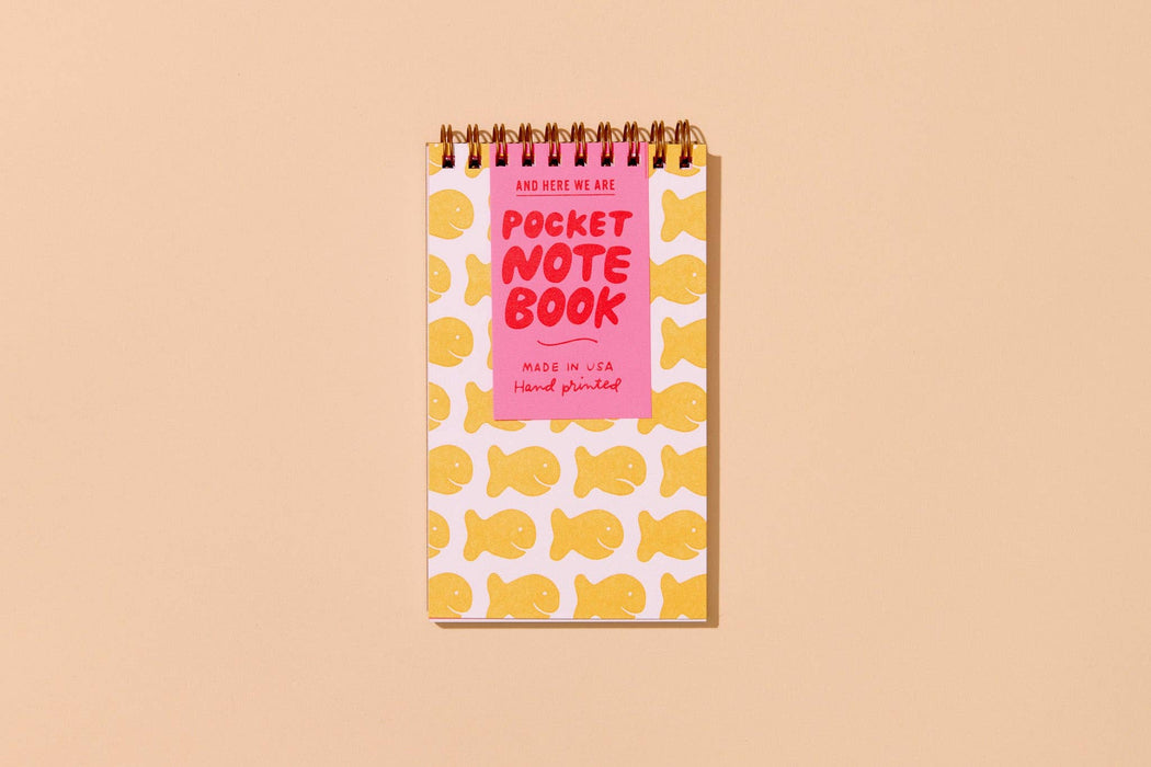 Letterpress Small Spiral Notebook—Goldfish Cracker (Cute Kid