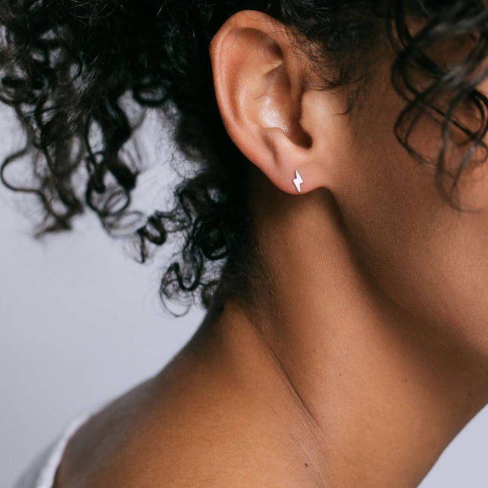 Lightning Bolt Stud Earrings 18K Gold Vermeil | Sterling Silver Nickel Free Hypoallergenic Ships from CA: 18K Gold Vermeil
