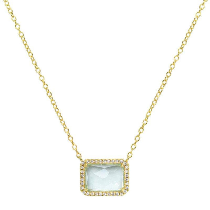 Atiena - Lab Created Rectangle Gemstone Necklace: London Blue