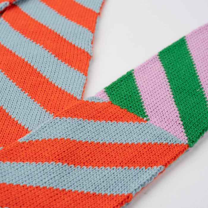 Zipper Stripe Ribbon Scarf: Poppy Stone Blue