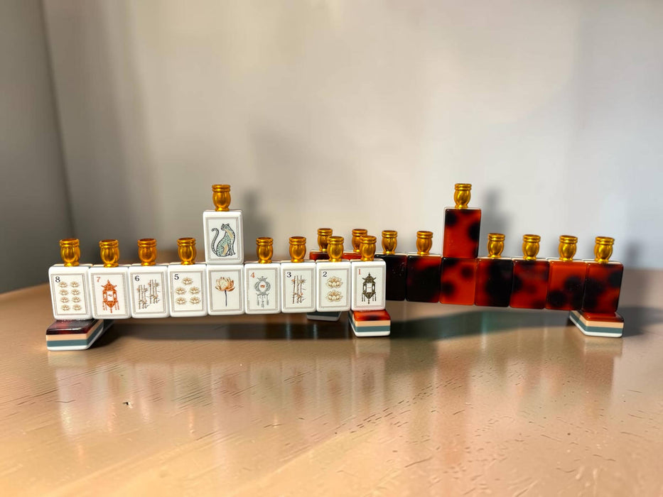 Mah Jong Menorah: Cream Acrylic