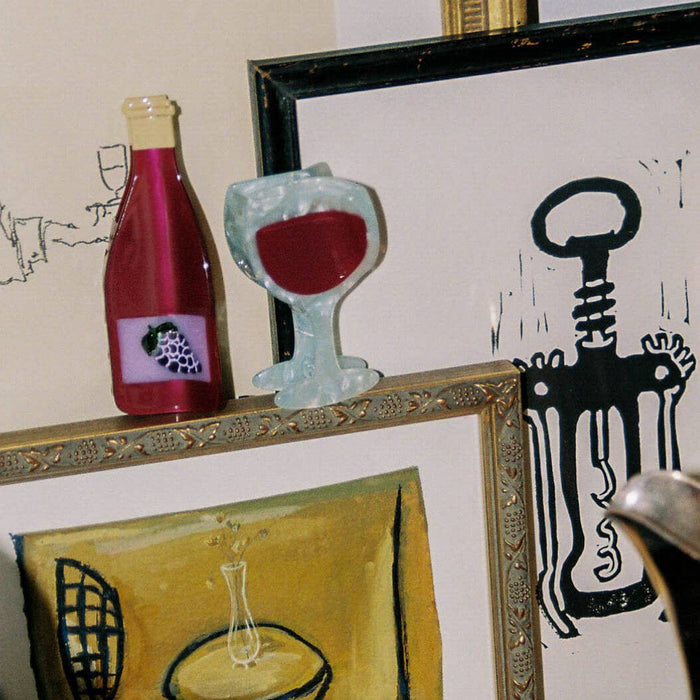 Large Red Wine Bottle Hair Claw Clip