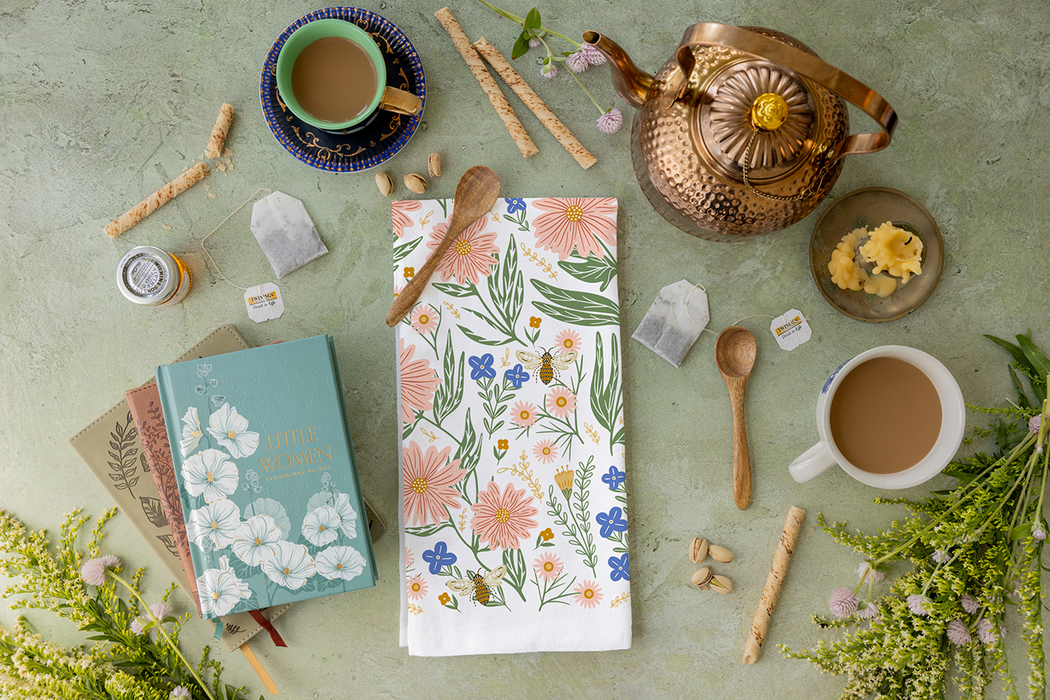 Wildflower Tea Towel - Spring Floral Kitchen Dish Towel