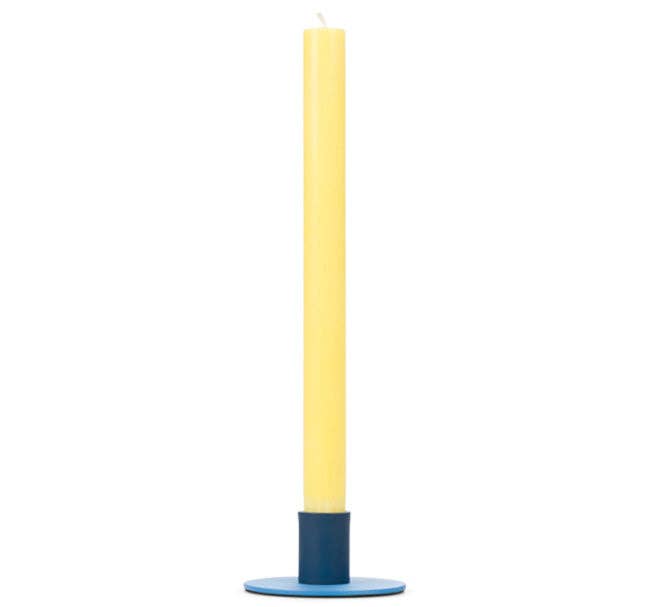 Small Two-Tone Nanking Blue & Midnight Blue Metal Candleholder